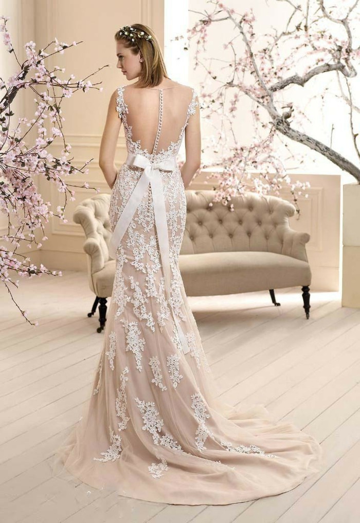 #Champagne #Wedding #Dresses Backless champagne bridal dress, this is a truly eye-catching!