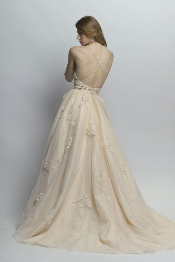 #Champagne #Wedding #Dresses Backless wedding dress for delicate and charming ladies