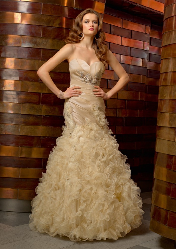 #Champagne #Wedding #Dresses Beautiful model champagne wedding dress!