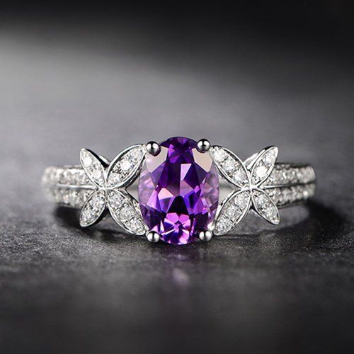 #engagement #ring #styles Brazilian Amethyst Real Diamond Promise Ring