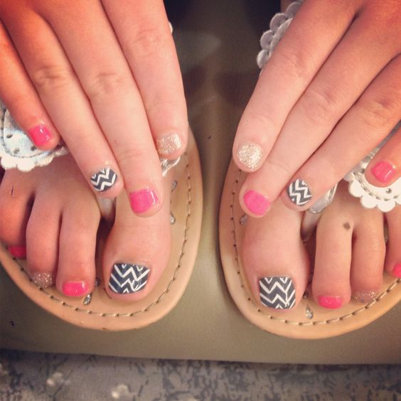 Cute chevron for a child's manicure and pedicure