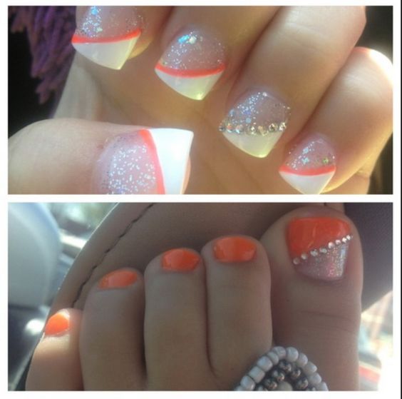 Cute matching nails and toes