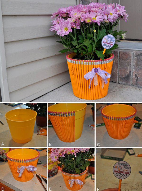 DIY Pencil flower pot