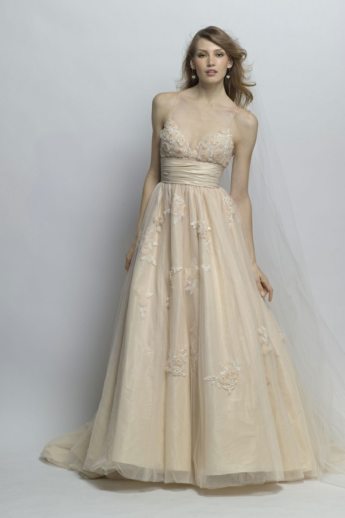 #Champagne #Wedding #Dresses Focus on the beautiful neckline