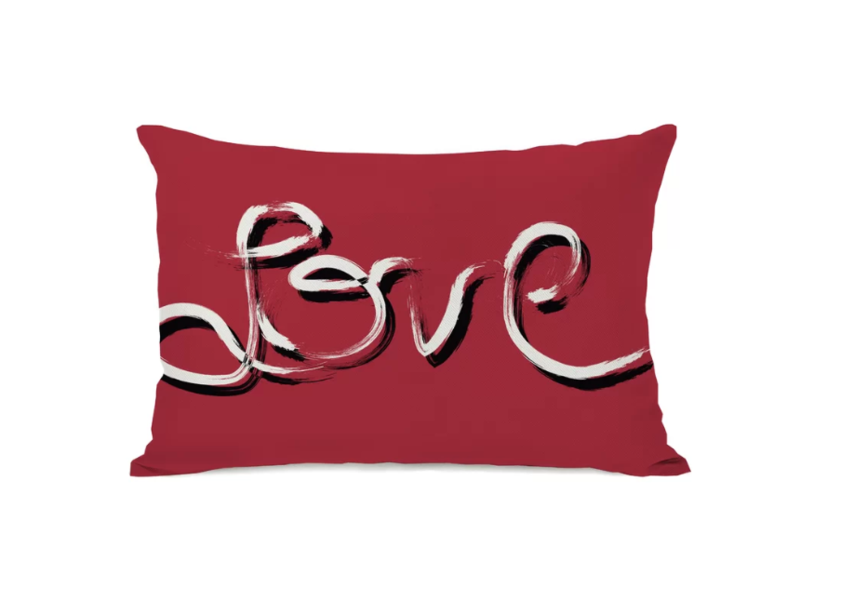 Hand Painted Love Lumbar Pillow