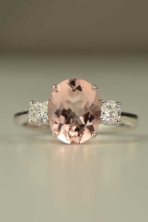 #engagement #ring #styles Handmade White Gold Morganite Ring with Diamonds