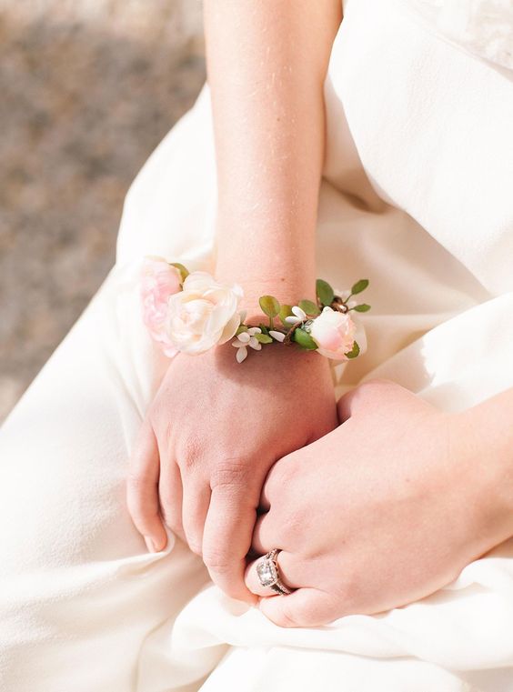 Kate pink flower bracelet for bride