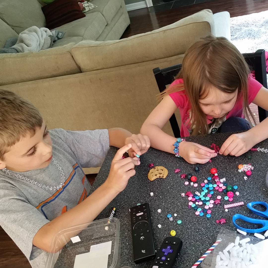 Making necklaces and bracelets galore!