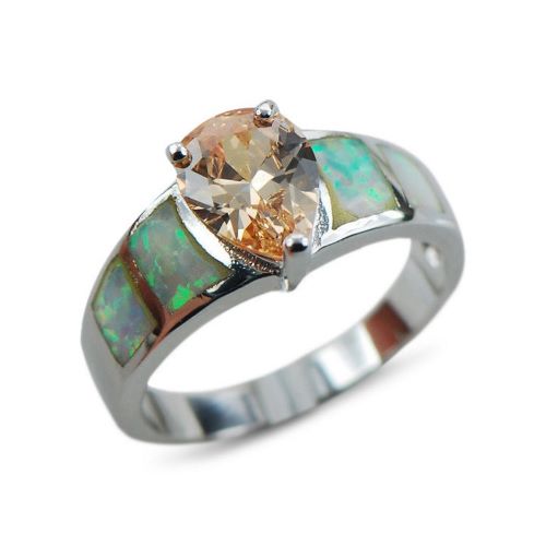 #engagement #ring #styles Morganite White Opal Sterling Silver Ring