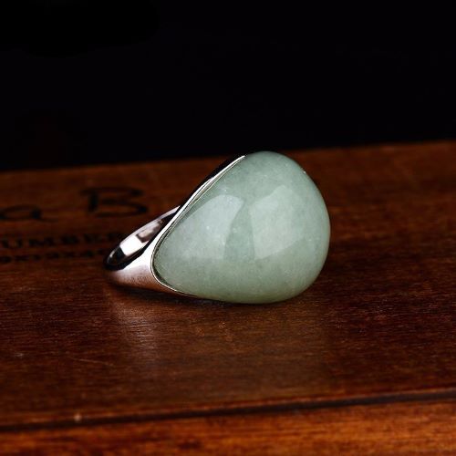 #engagement #ring #styles Natural Green Agate Silver Promise Ring
