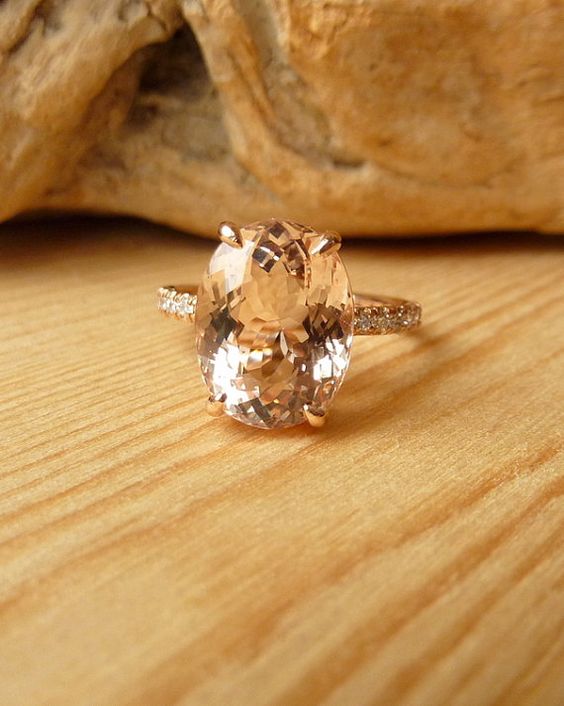 #engagement #ring #styles Oval Morganite and Diamond Ring