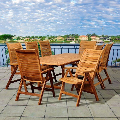 Piece Teak Dining Set at The Beach Look  Beach Home Decor