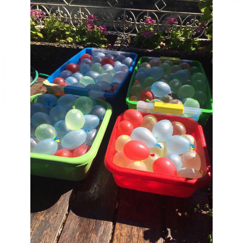 Playing with water balloons