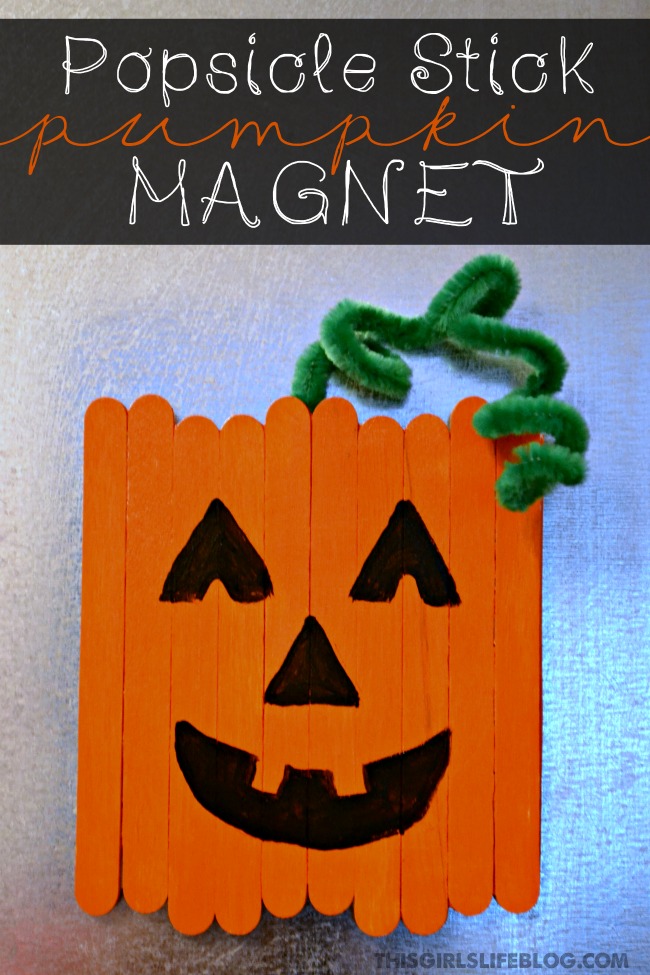 Popsicle stick pumpkin magnet