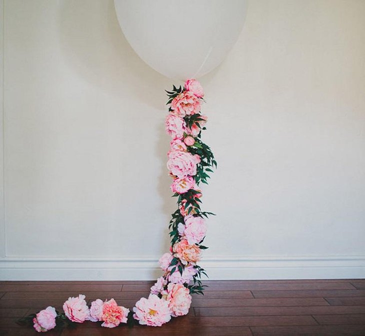 White Balloon with Floral Tail