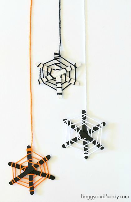 Yarn and popsicle stick spiderweb