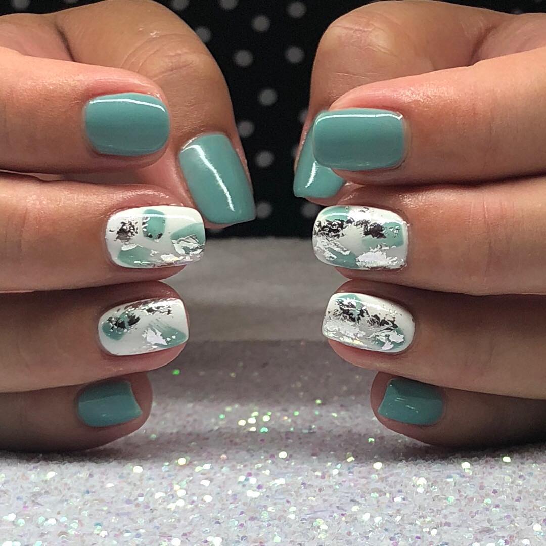 Duck Egg with abstract accents. Pic by ruth.geliciousnails