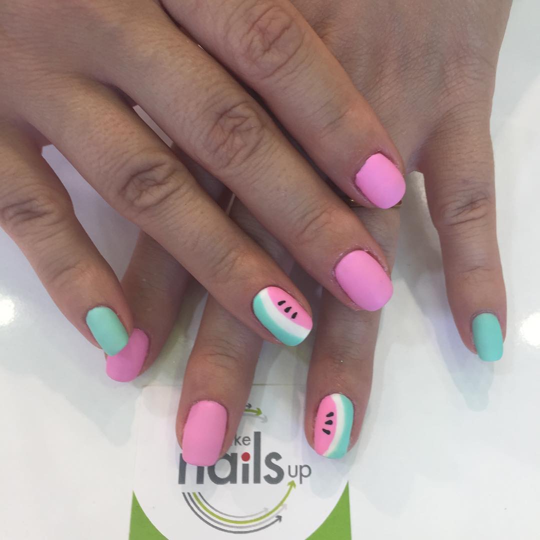 Watermelon nail art ideas. Pic by make_nails_up_mnu