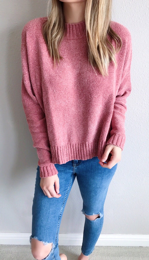 Women's pink sweaters.