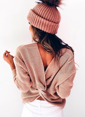 Women's peach knitted cap.