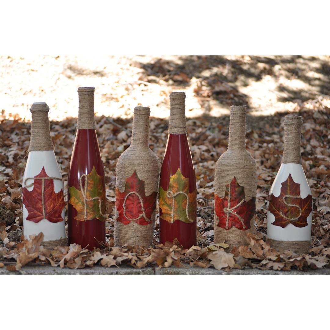 You can not get a jump on your Fall Decor with this set of Thanks Wine Bottles. They are perfect for your mantel, Thanksgiving Table or anywhere in your home.