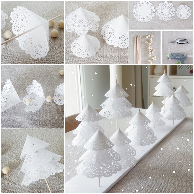 DIY Paper Doily Christmas Trees