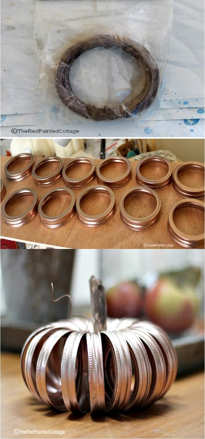 Gold Can Lid Pumpkins.