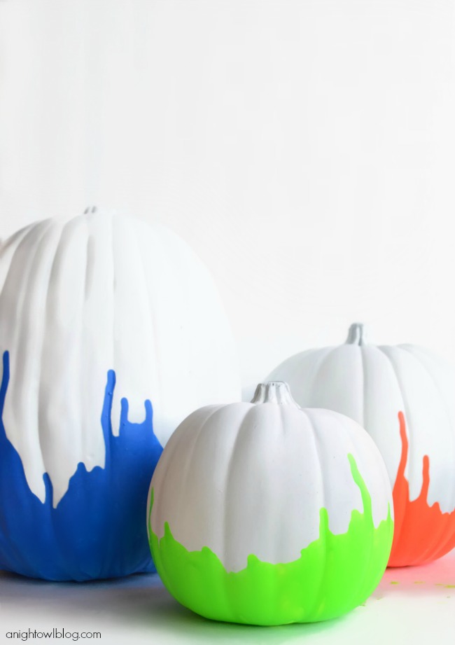 Neon Dipped Pumpkins.