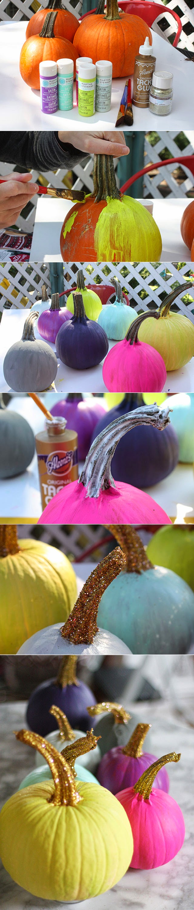 Painted Pumpkin glittered stem craft.