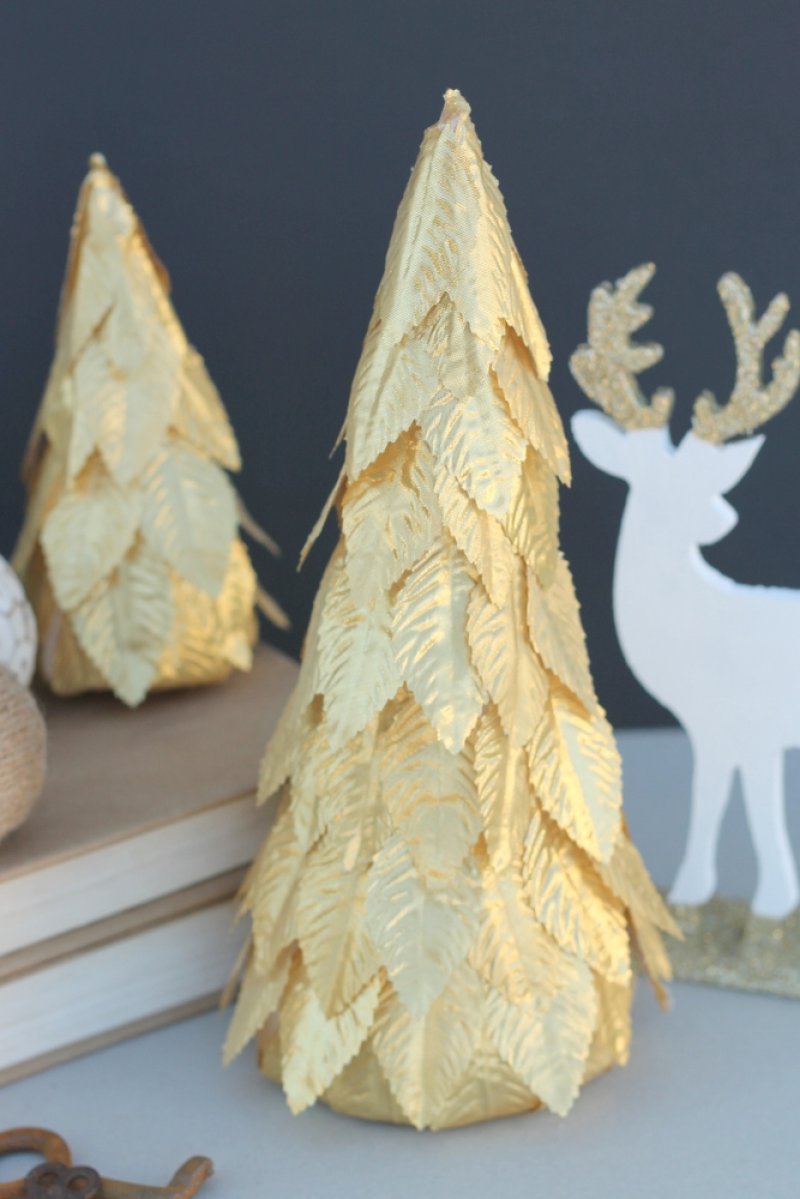 Super simple DIY gold leaf trees.