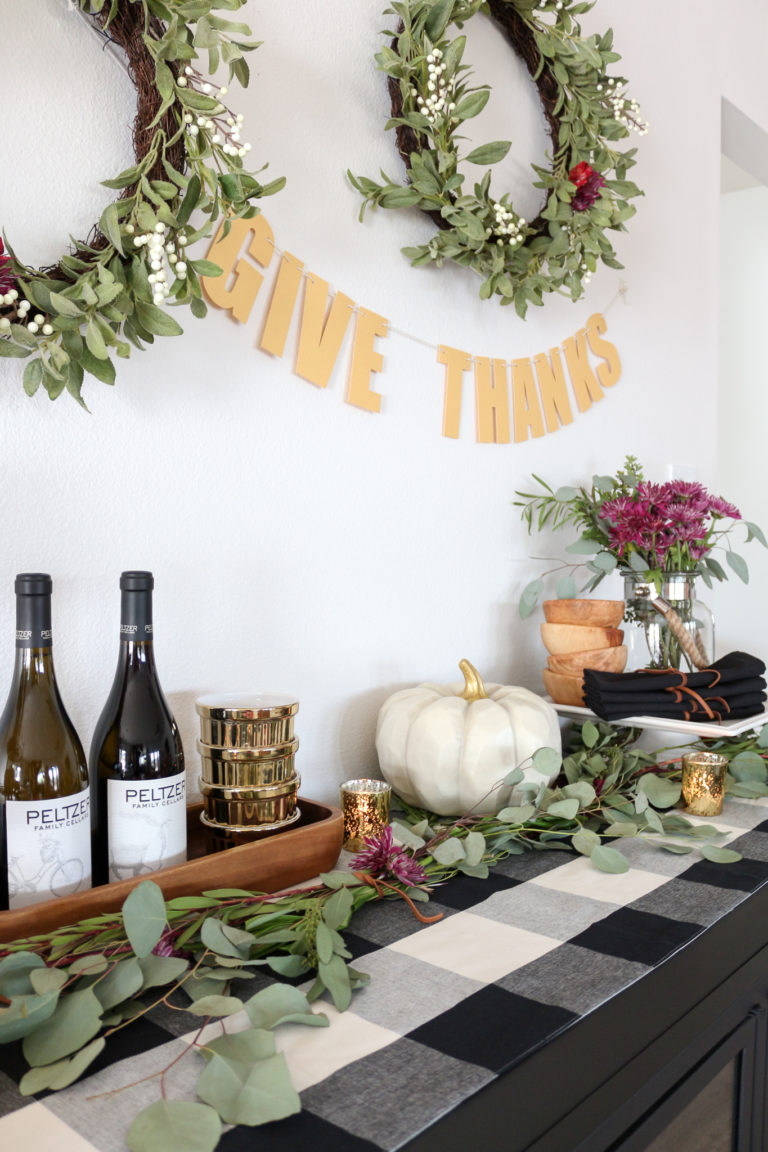 Thanksgiving Sideboard Decor and Entertaining Ideas.
