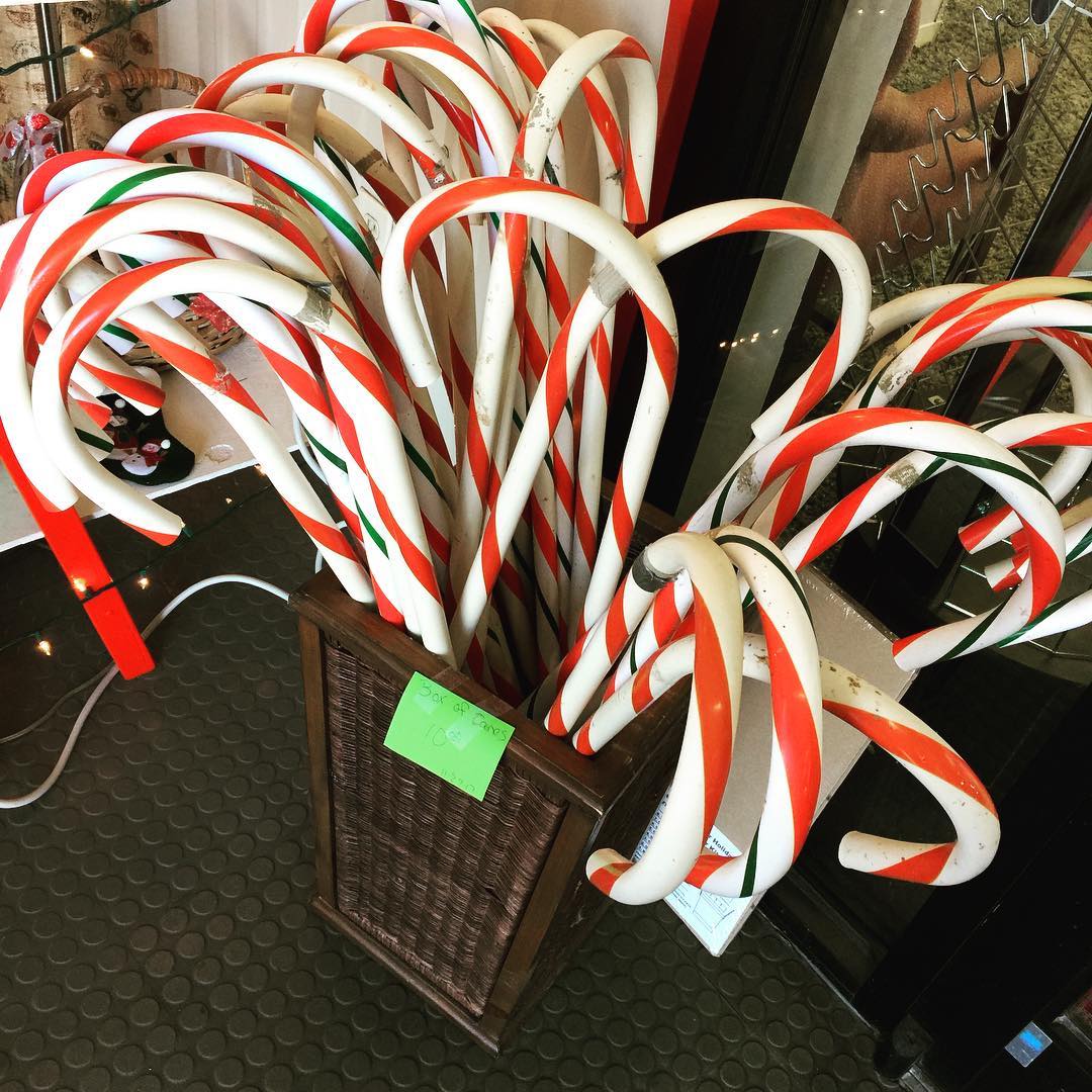 A box of oversized candy canes.