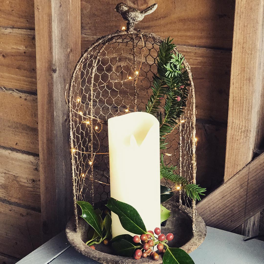 Beautiful bird cage candle holder decorative Christmas centre piece.