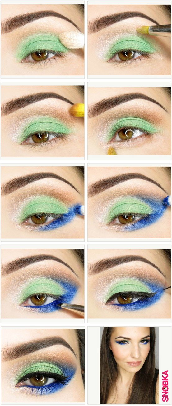 Blue and Green Eye Makeup Tutorial.