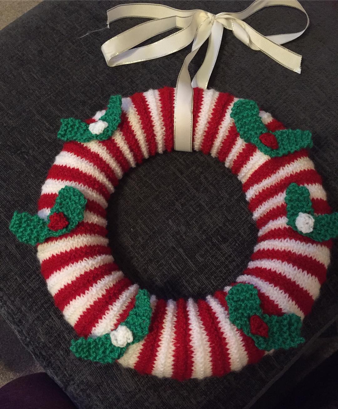 Candy cane Christmas wreath.