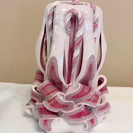 Carved Candy Cane Candle Holder.