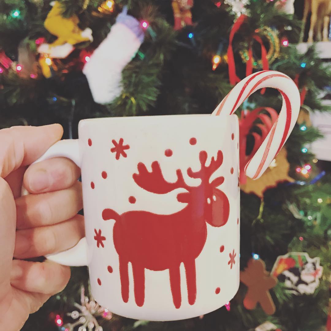 Christmas with a cup of peppermint hot chocolate.
