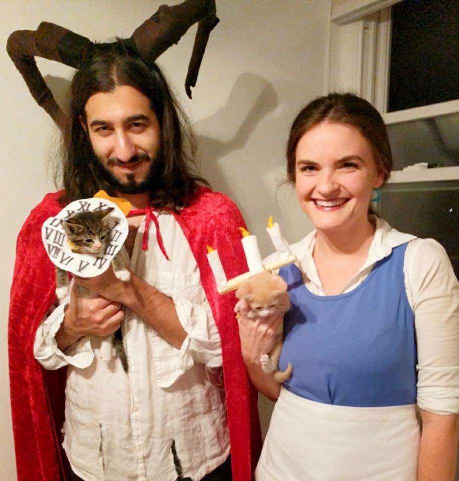 Couple Includes Foster Kittens in Halloween Costume.