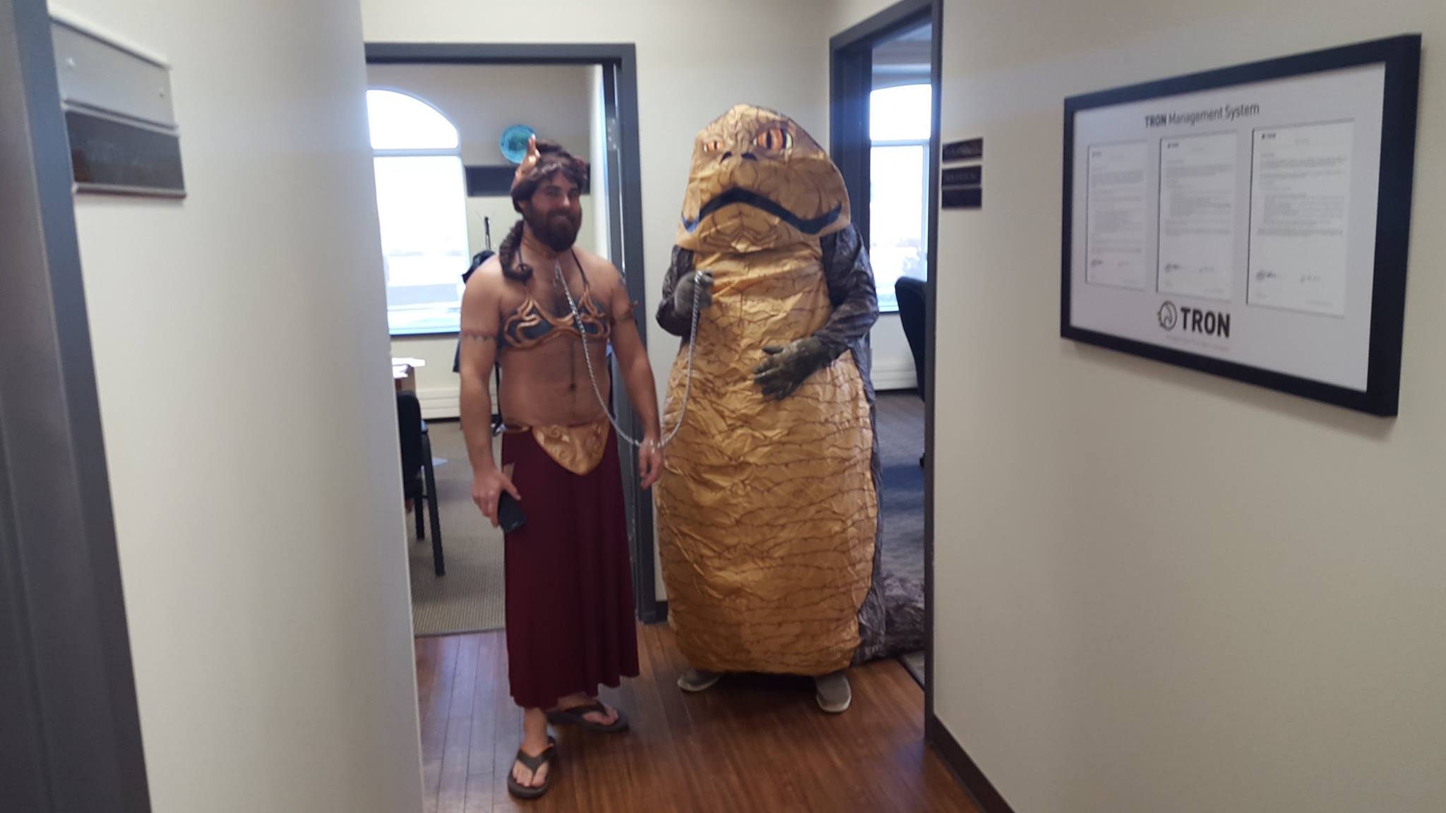 Coworkers did not expect this on halloween. 