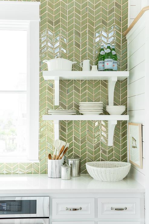 Green Tiles Backsplash By Ann Sacks.