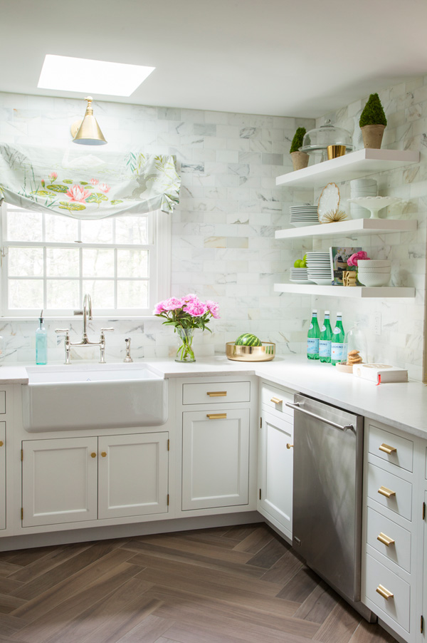 White Cabinetries White Top Marble Tile.