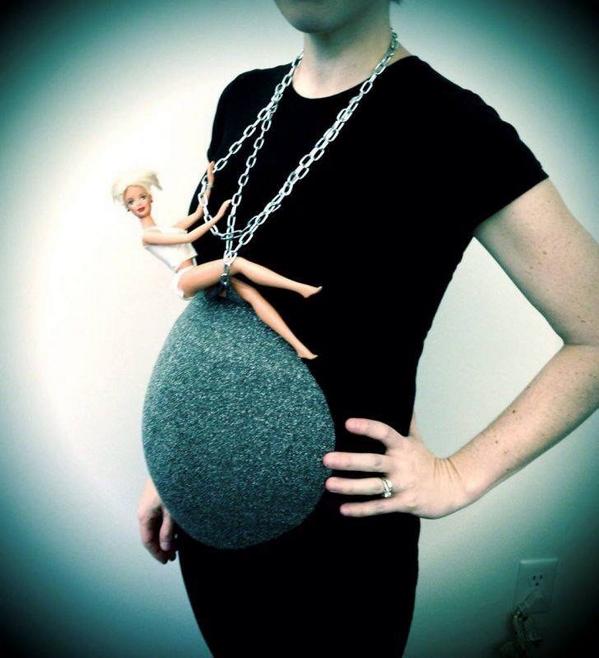 Maternity Halloween costume. Miley on her wrecking ball.