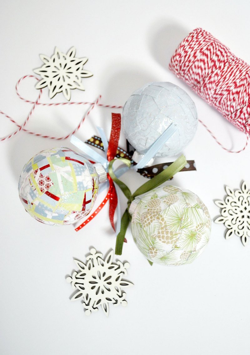 Paper Scrap Balls. DIY Christmas Ornaments