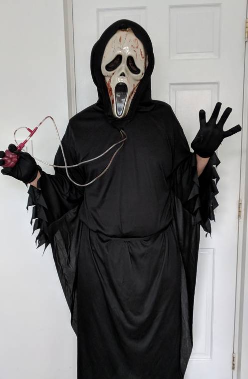 Scream costume for Halloween.