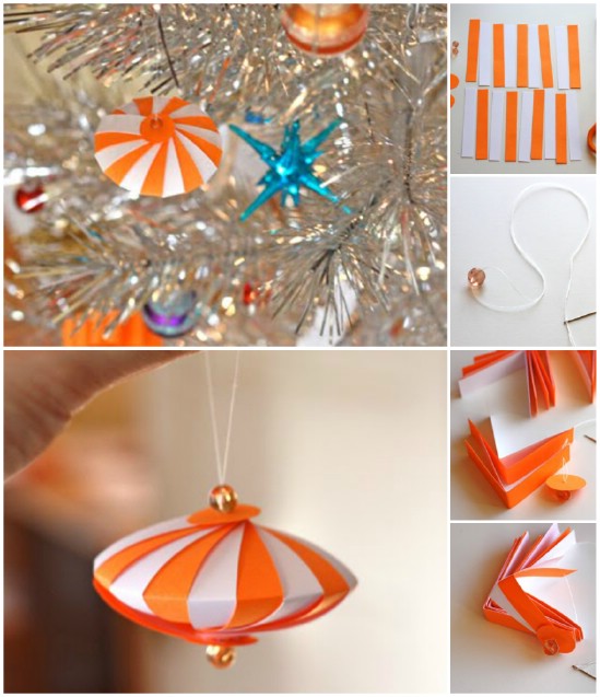 Striped Spaceships. DIY Christmas Ornaments