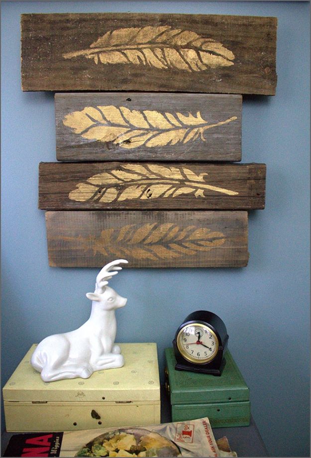 Try Rustic Gold Leaf On Pallet Wall Art.
