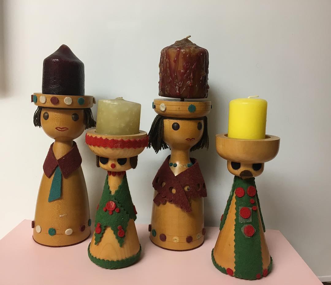 Vallalat Wooden Christmas Candleholders.