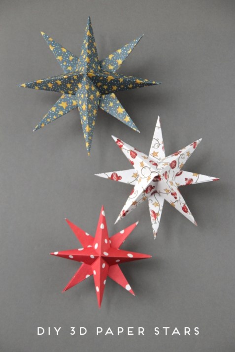 3D Paper stars ornaments for the coming Christmas.