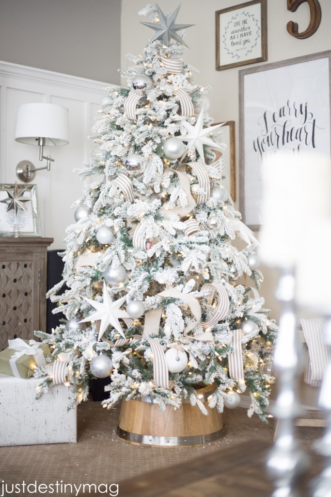 Affordable White and Silver Flocked Tree