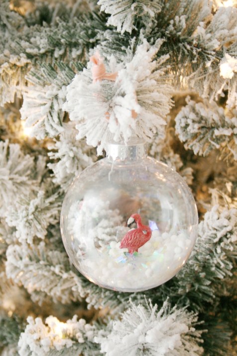 Beautiful Flamingo inside the snow globe looking very cute